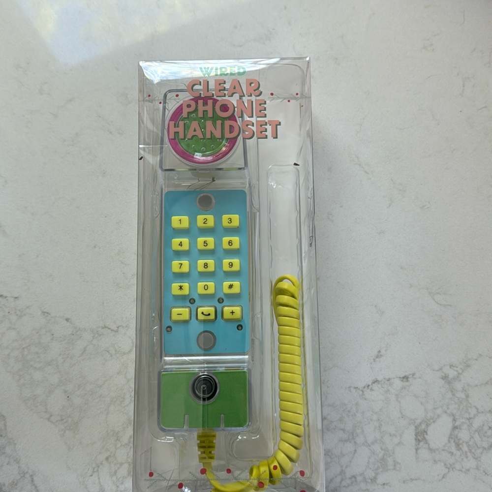 Clear phone handset with a wire from target